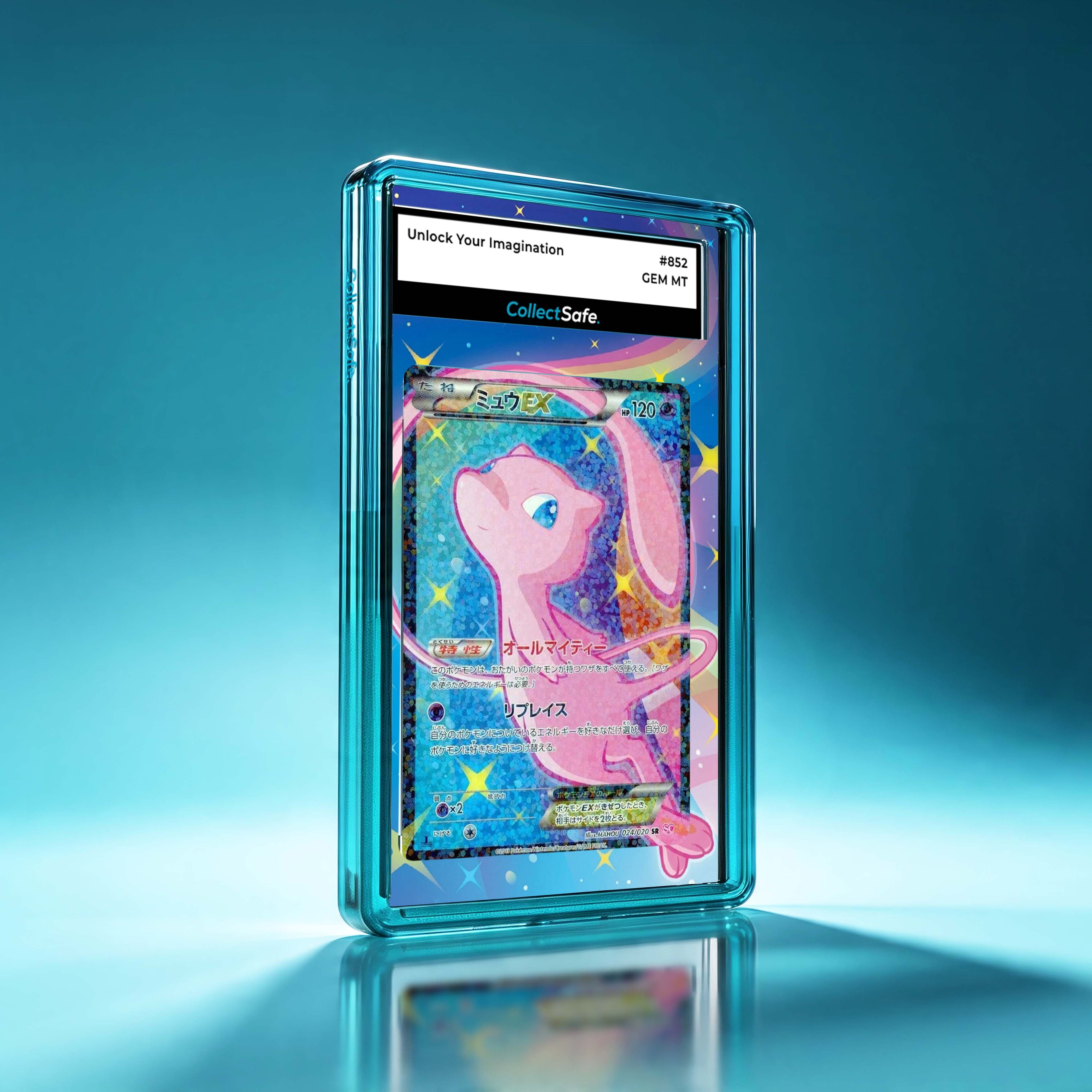 Mew EX [1st Edition] 擴圖套裝 | PSA鑑定卡保護殼 | 防UV漸變磨砂